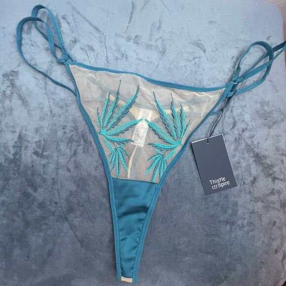 Thistle and Spire Haze Thong Womens 3X Emerald Butterscotch Sheer Revolve - Picture 3 of 9